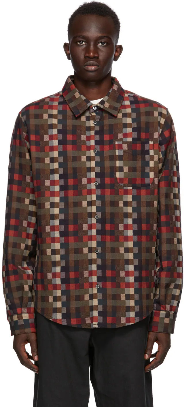 4SDESIGNS Multicolor Wool Check Shirt