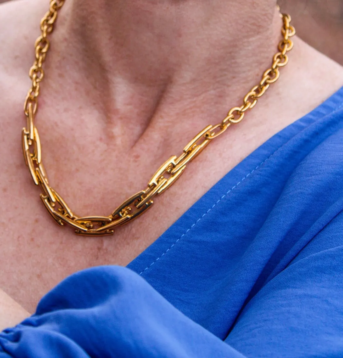Alpha Chunky Chain Necklace in 18k Gold-Plated Steel