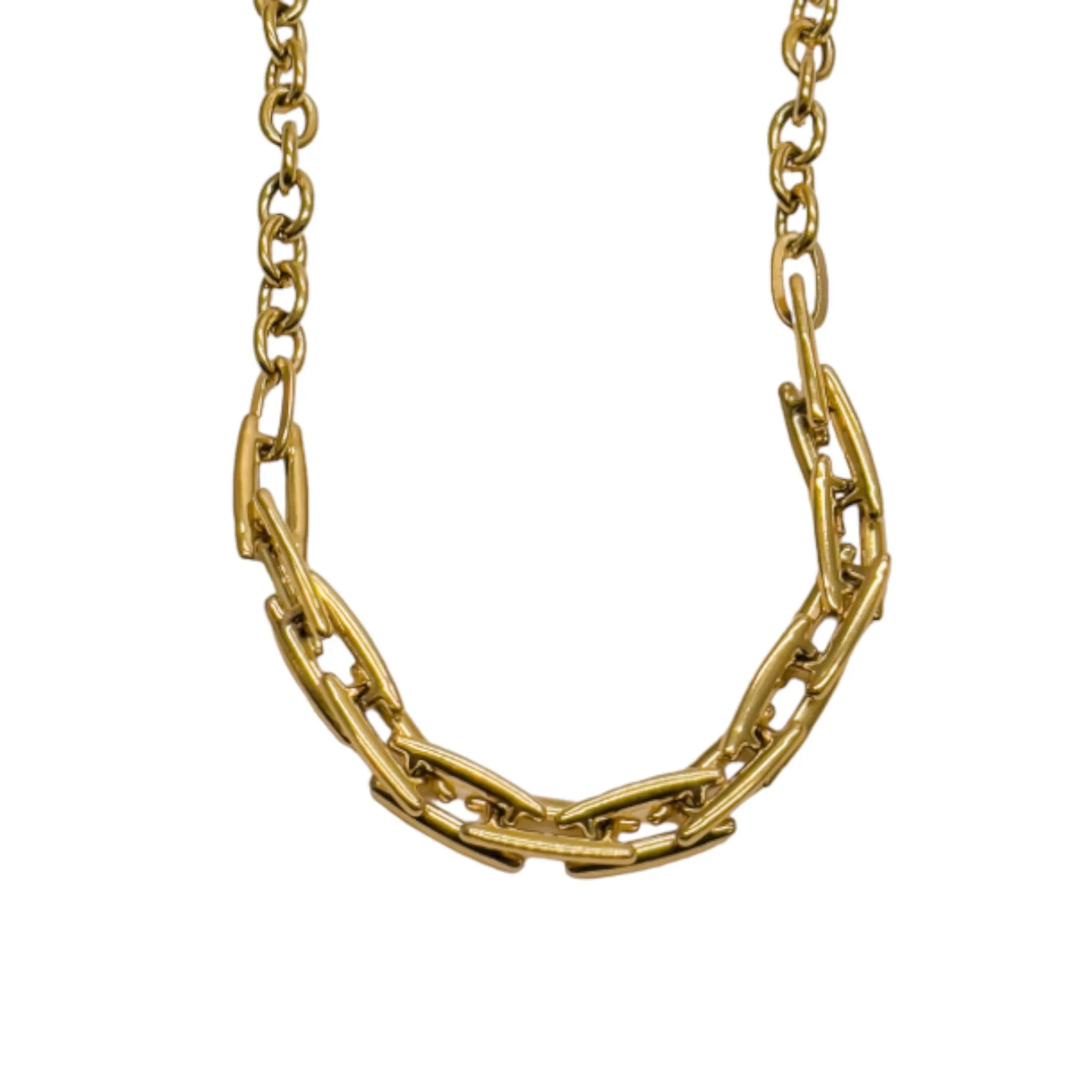 Alpha Chunky Chain Necklace in 18k Gold-Plated Steel