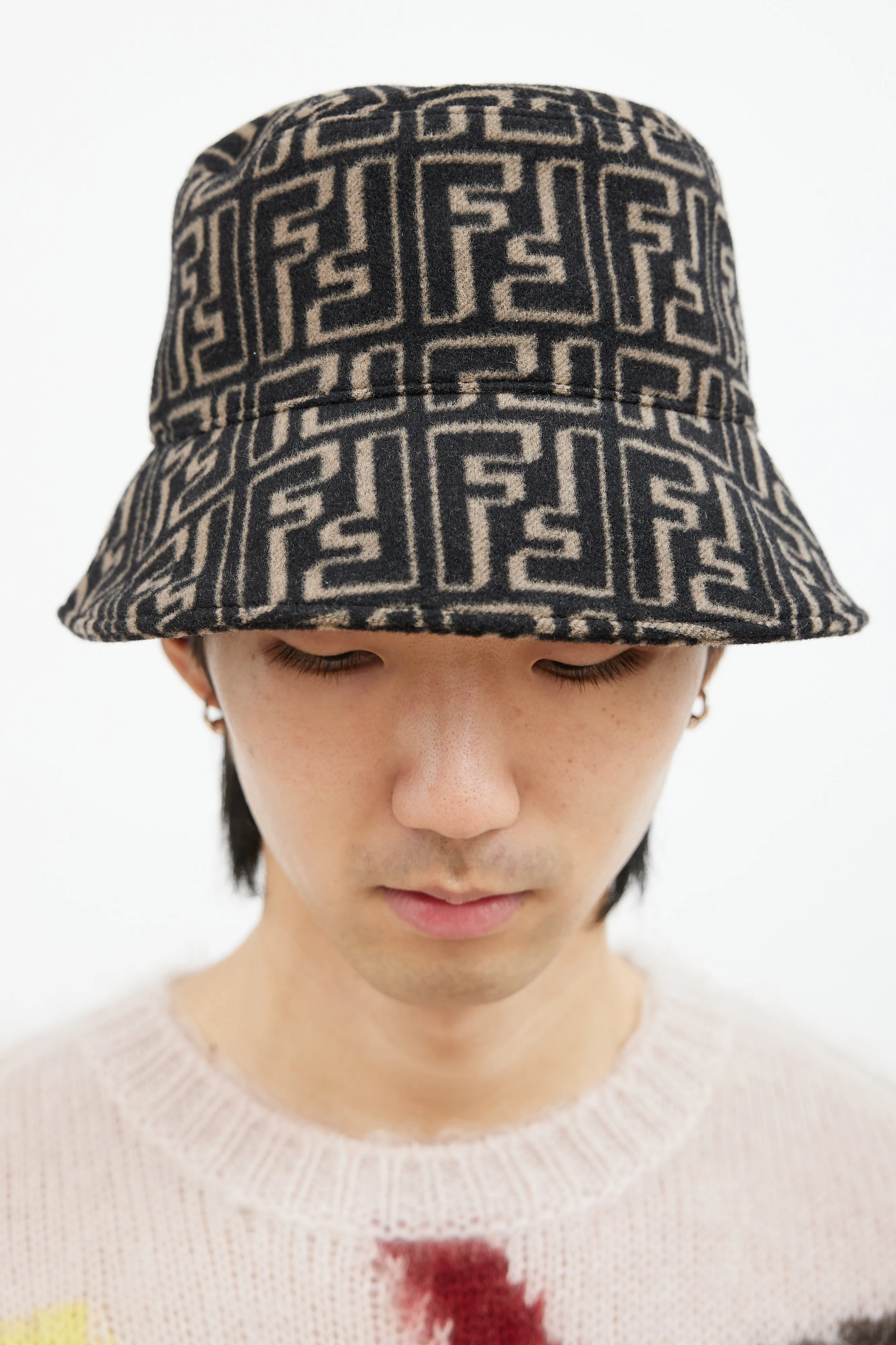 Black & Brown Wool Zucca Bucket Hat