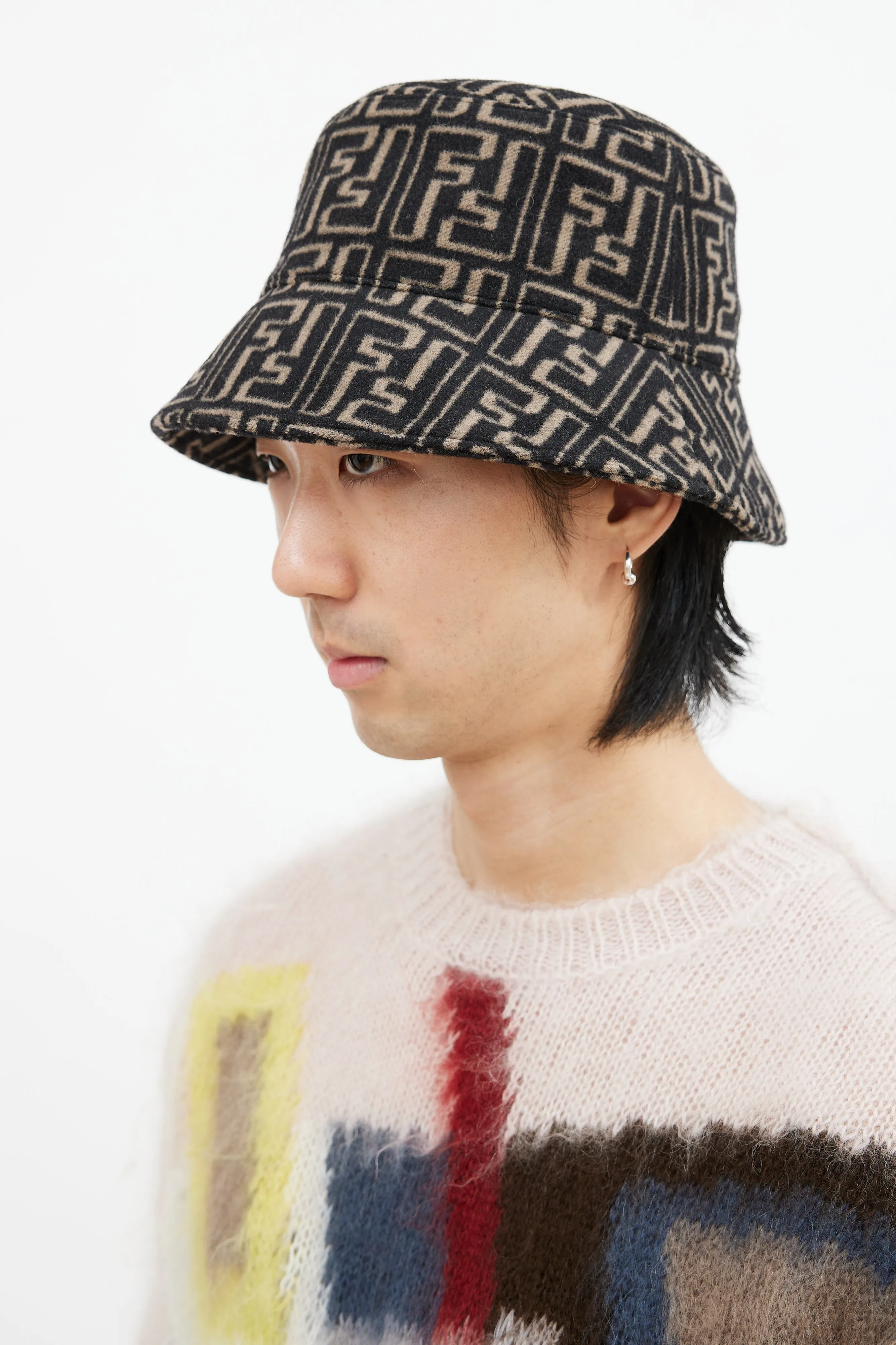 Black & Brown Wool Zucca Bucket Hat