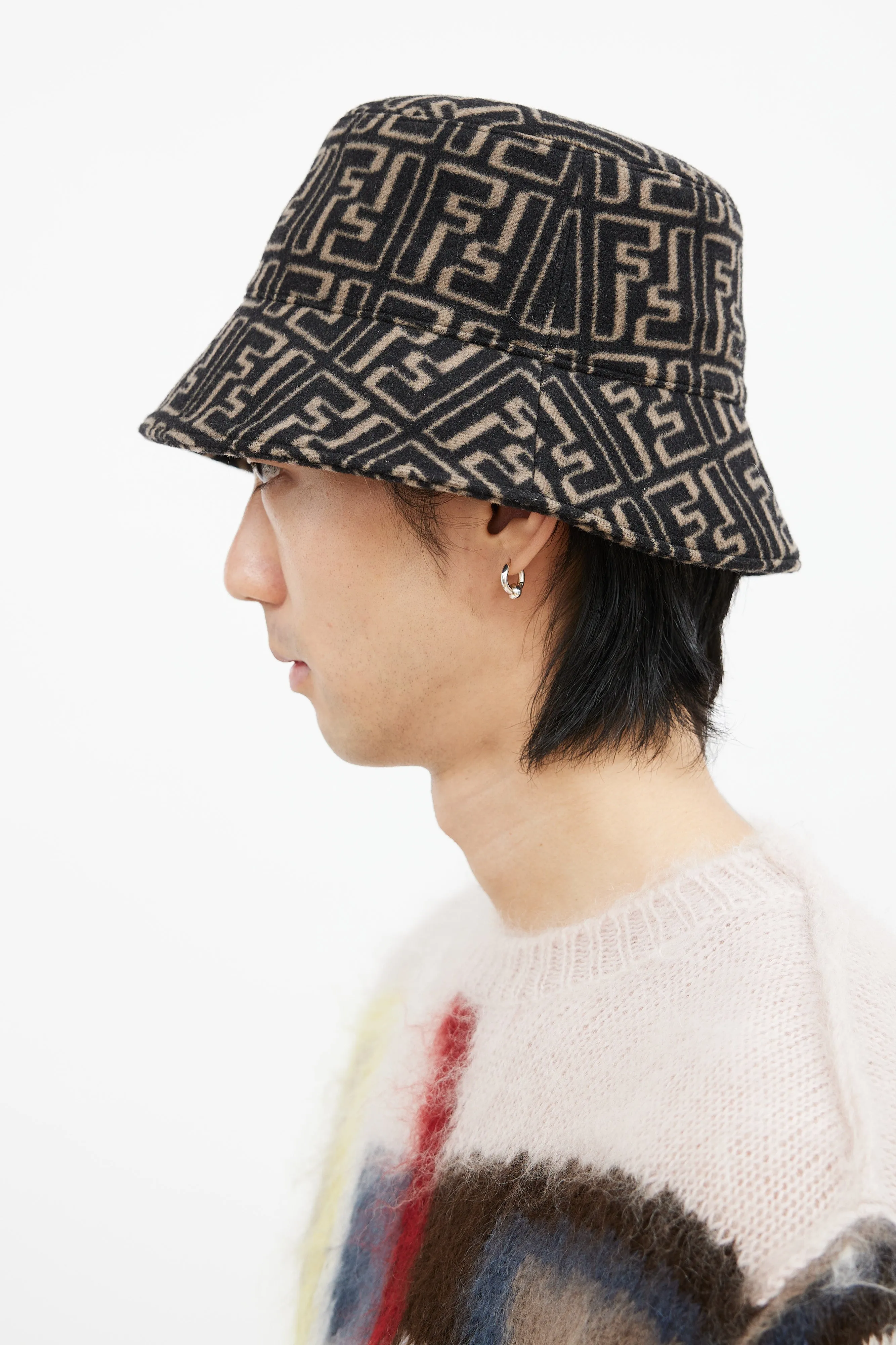 Black & Brown Wool Zucca Bucket Hat