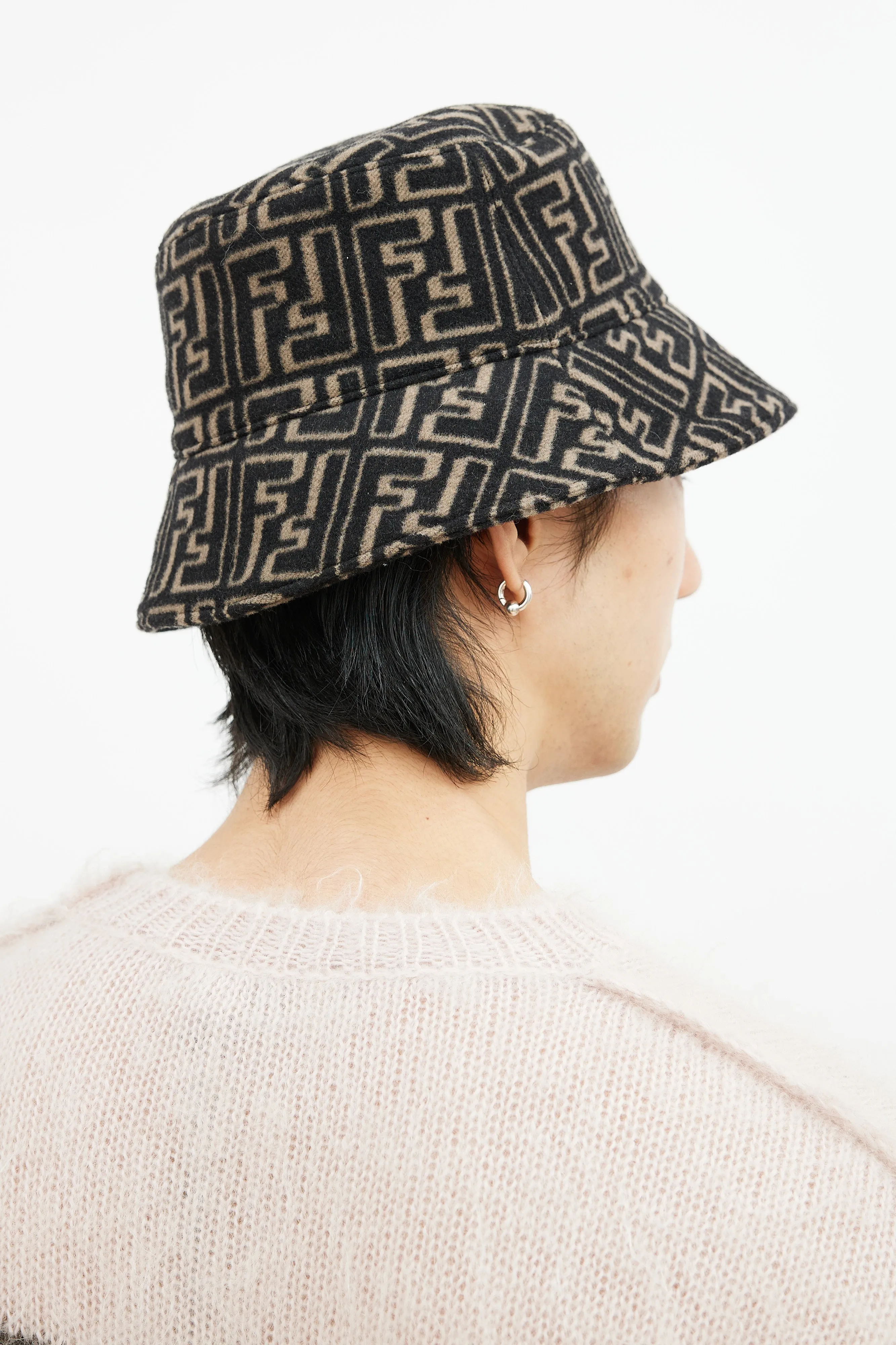 Black & Brown Wool Zucca Bucket Hat
