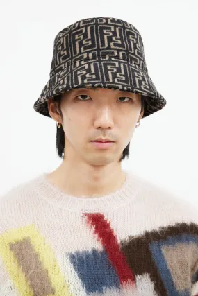 Black & Brown Wool Zucca Bucket Hat