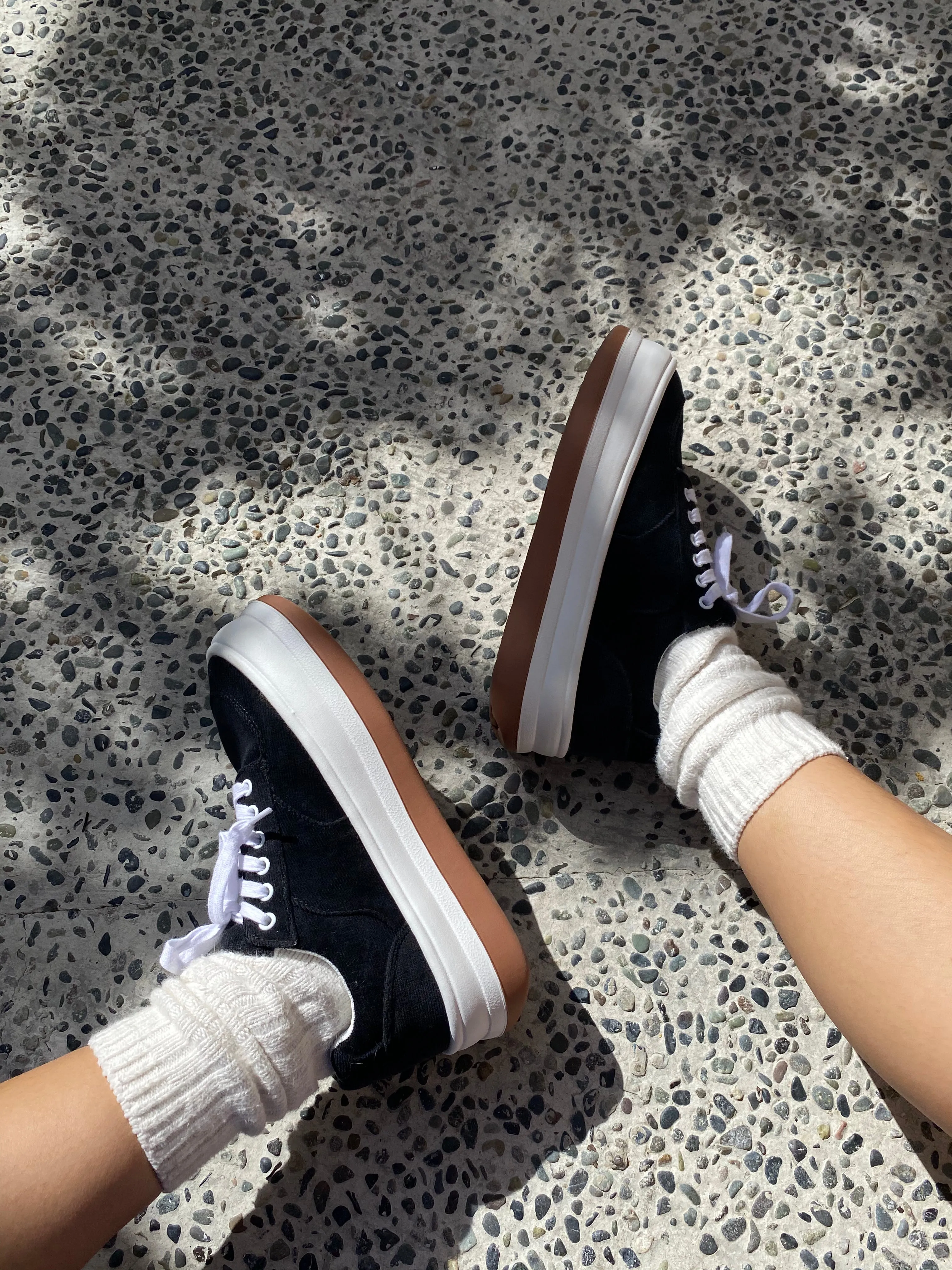 Chunky Sole Canvas Sneakers - Black