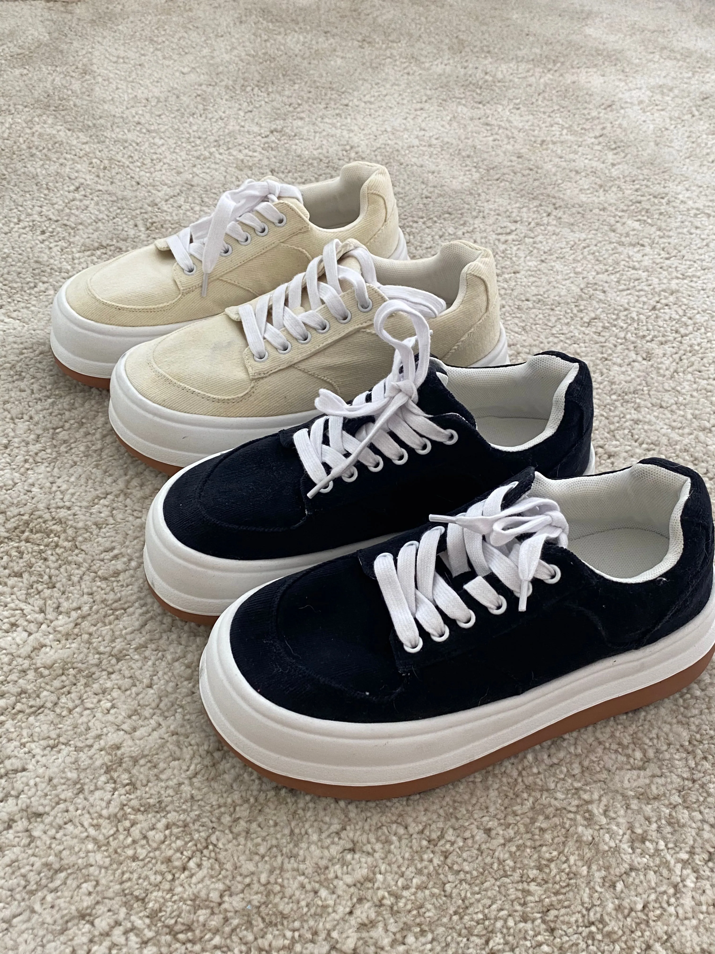 Chunky Sole Canvas Sneakers - Black
