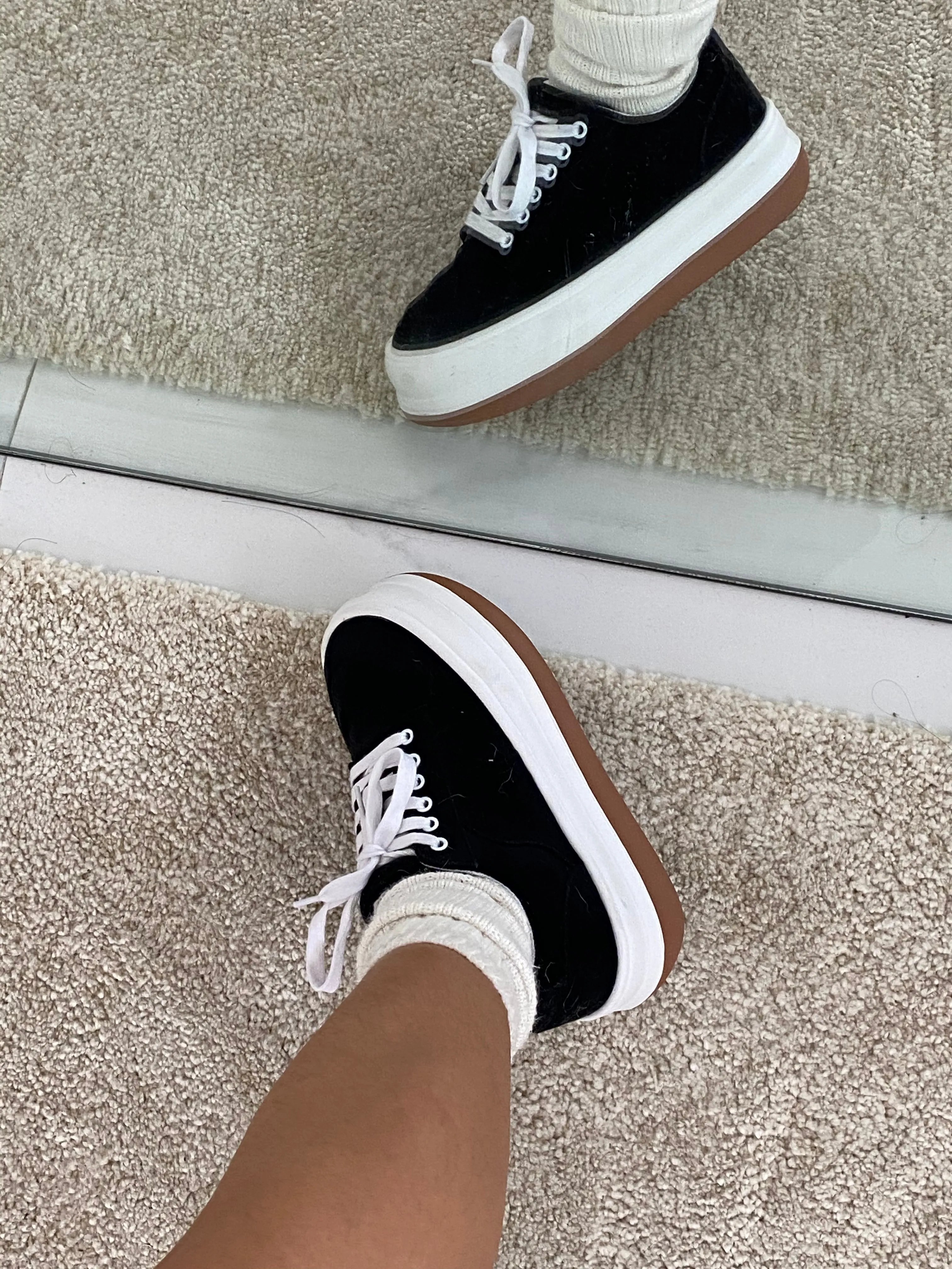 Chunky Sole Canvas Sneakers - Black