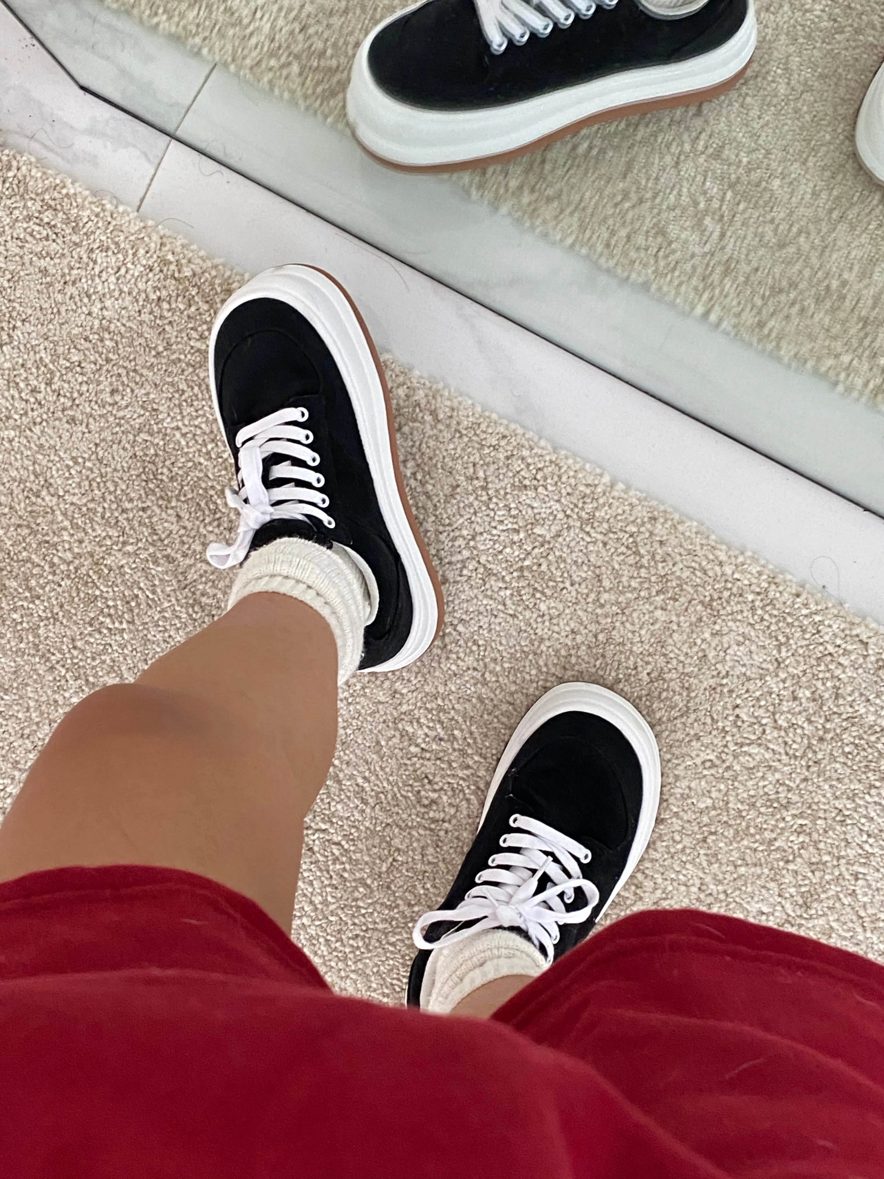 Chunky Sole Canvas Sneakers - Black