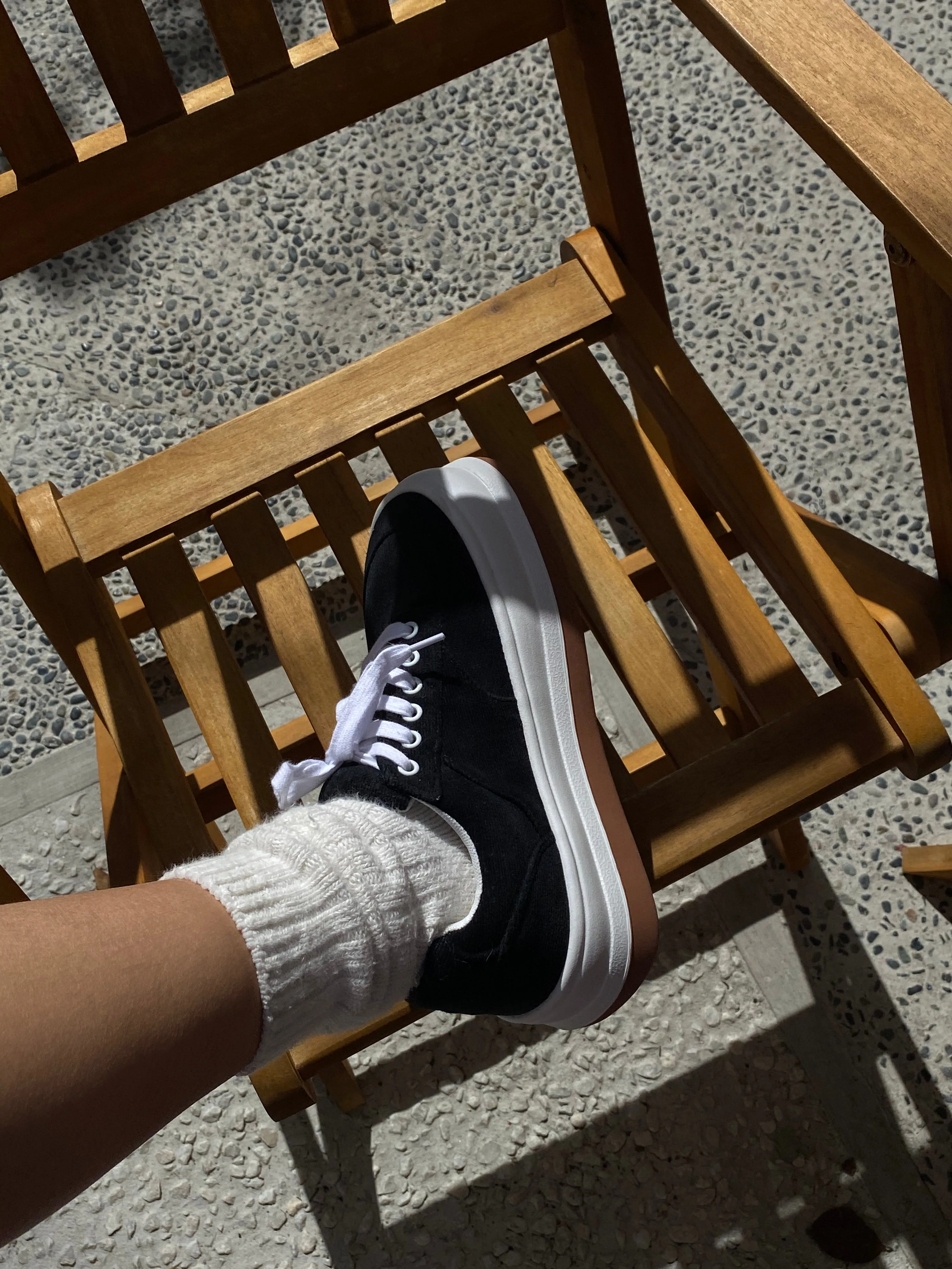 Chunky Sole Canvas Sneakers - Black