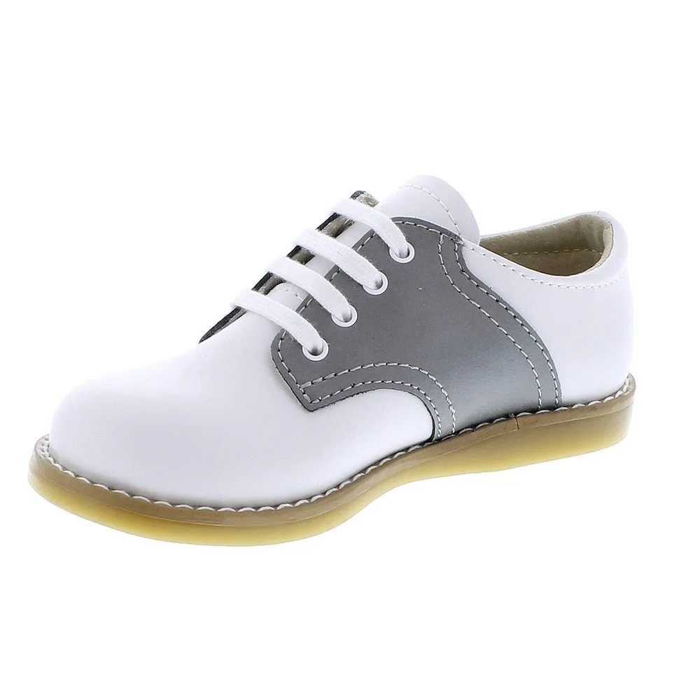 Footmates Boys Shoes - Cheer Saddle Oxford - White / Gray
