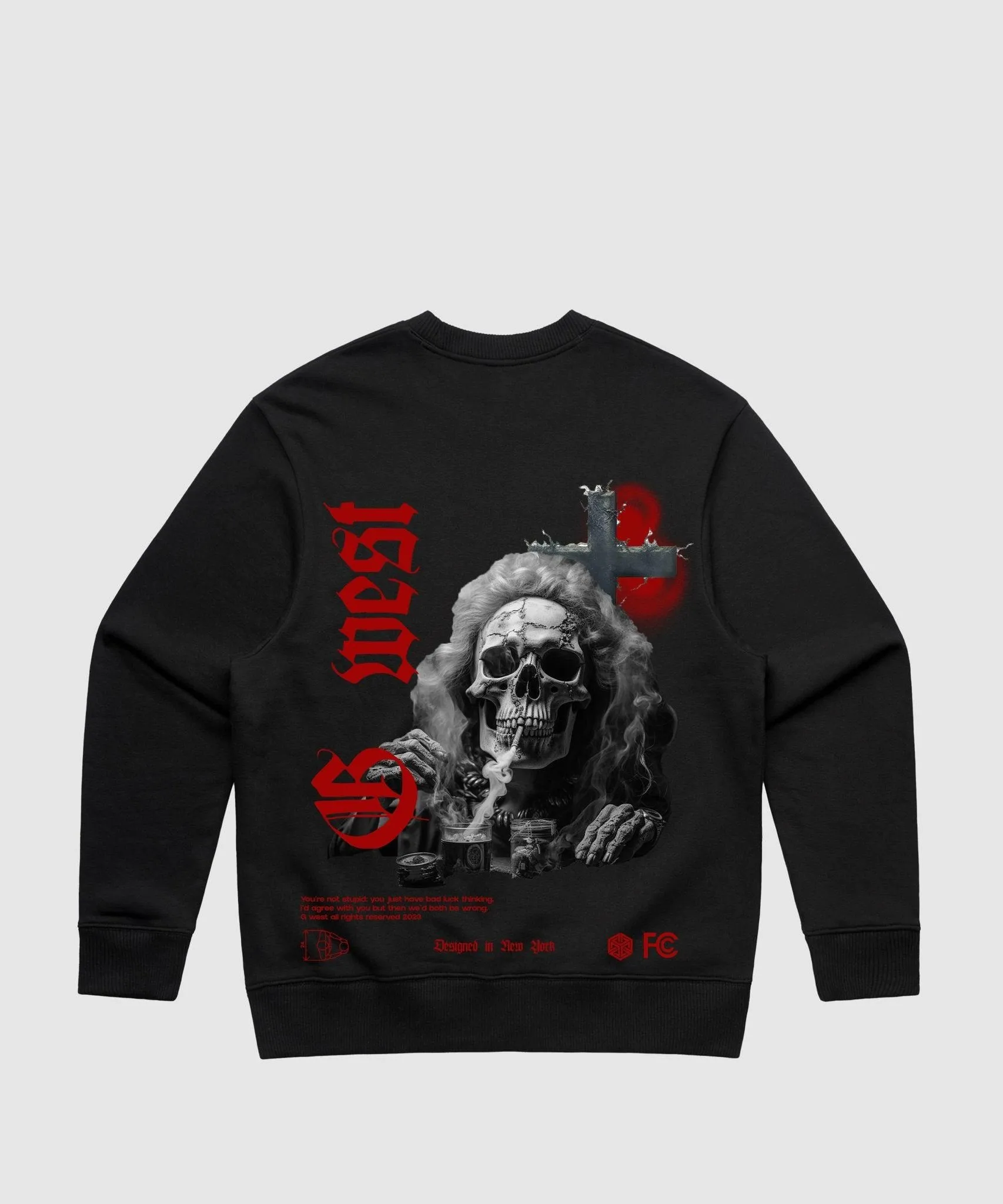 G West Smoke Skull Heavy Premium Crewneck - 6 Colors