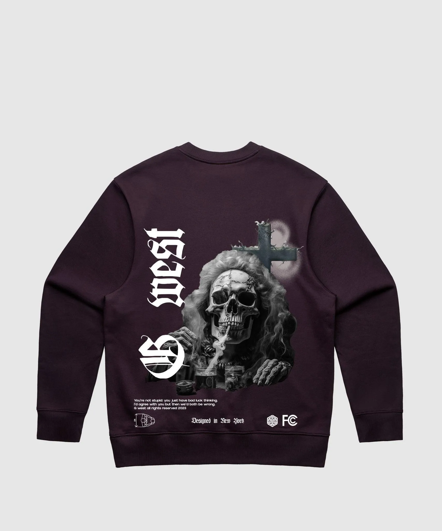 G West Smoke Skull Heavy Premium Crewneck - 6 Colors