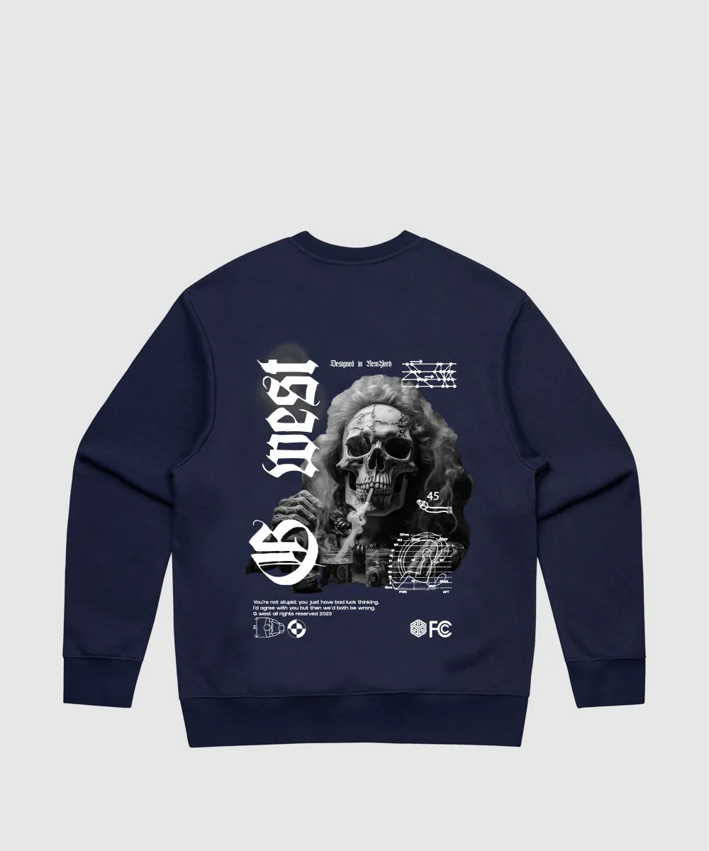 G West Smoke Skull Heavy Premium Crewneck - 6 Colors