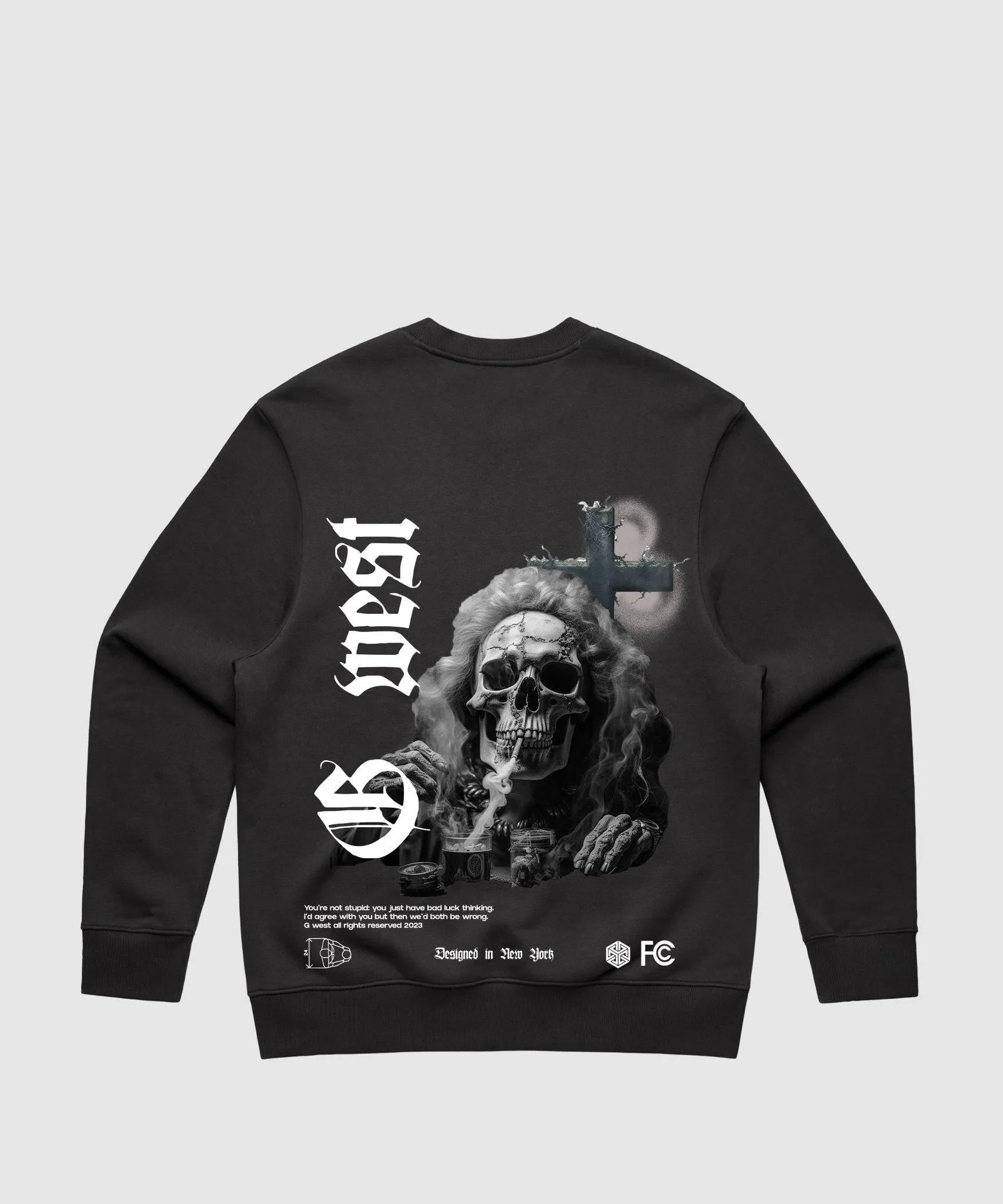 G West Smoke Skull Heavy Premium Crewneck - 6 Colors