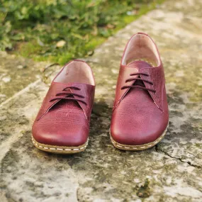 Handmade Barefoot Leather Shoes Burgundy for Men