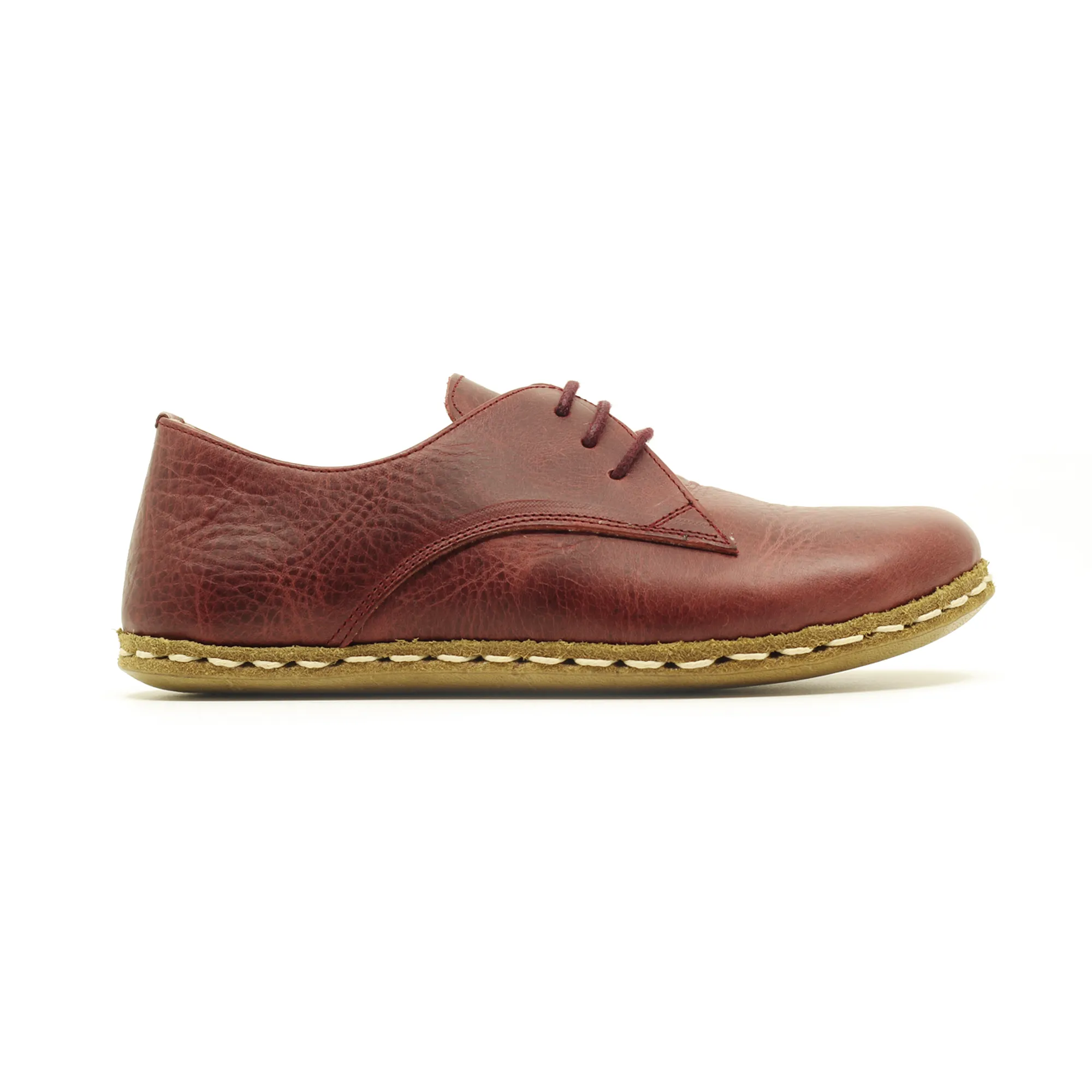Handmade Barefoot Leather Shoes Burgundy for Men