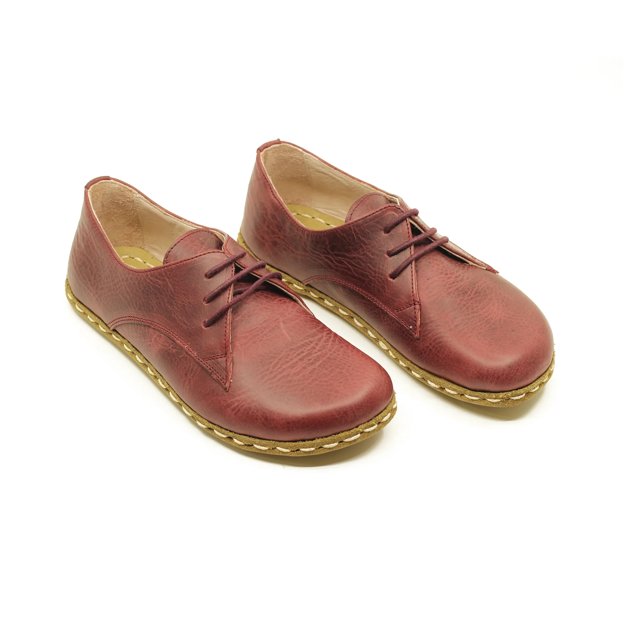 Handmade Barefoot Leather Shoes Burgundy for Men