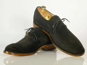 Handmade Men's Black Suede Lace Up Derby Shoes, Men Designer Dress Formal Luxury Shoes
