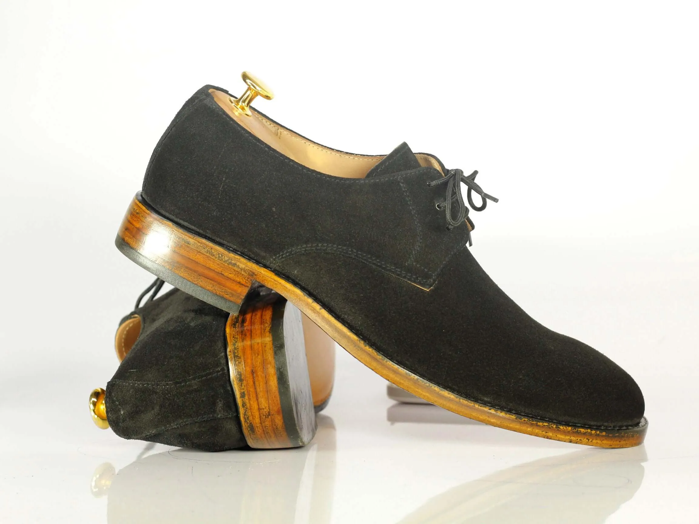 Handmade Men's Black Suede Lace Up Derby Shoes, Men Designer Dress Formal Luxury Shoes