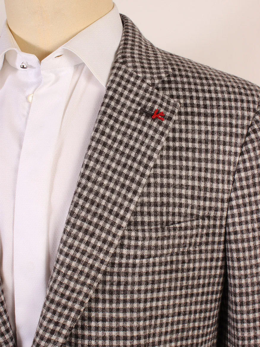 Isaia Double-Face Wool Sport Jacket in Dark Brown Check