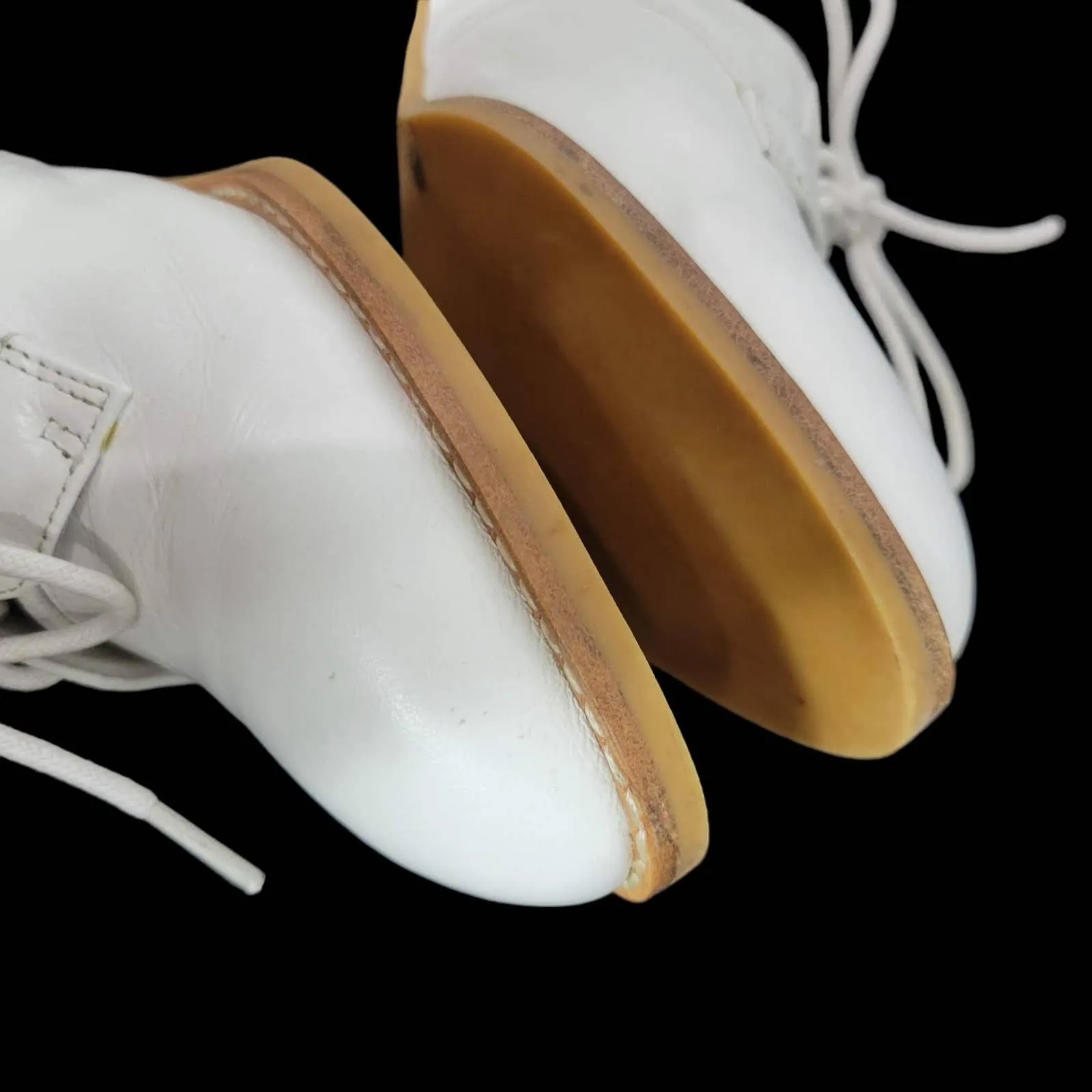 Jeffrey Campbell Oxfords White Leather Shoes Lace Up Clear Heel Cutouts Size 5.5