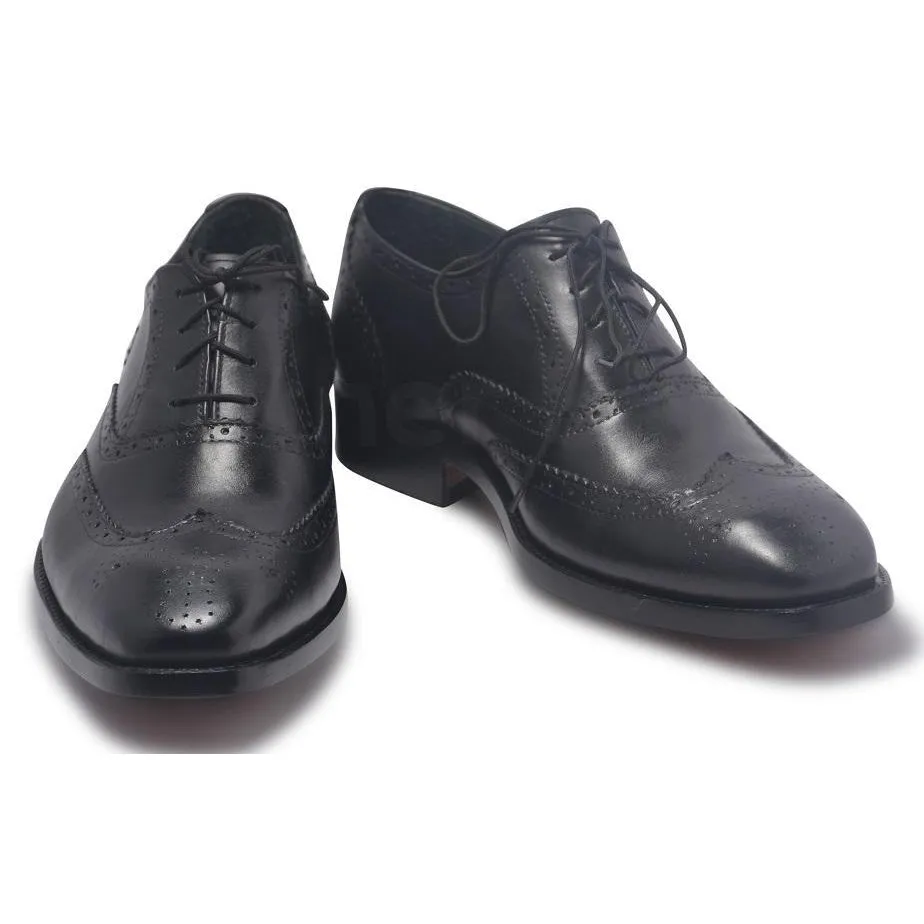 Men Black Brogue Oxford Genuine Leather Shoes