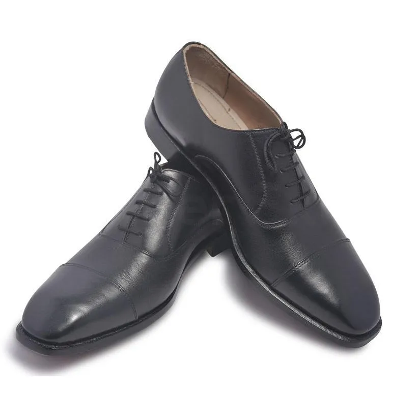 Men Black Formal Laces Genuine Leather Shoes