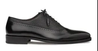 Mezlan Black Men's Dress Lace Up Shoes Two Tone Ostrich Calf Oxford 16409 Postdam