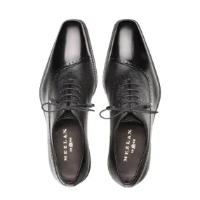 Mezlan Black Men's Dress Lace Up Shoes Two Tone Ostrich Calf Oxford 16409 Postdam