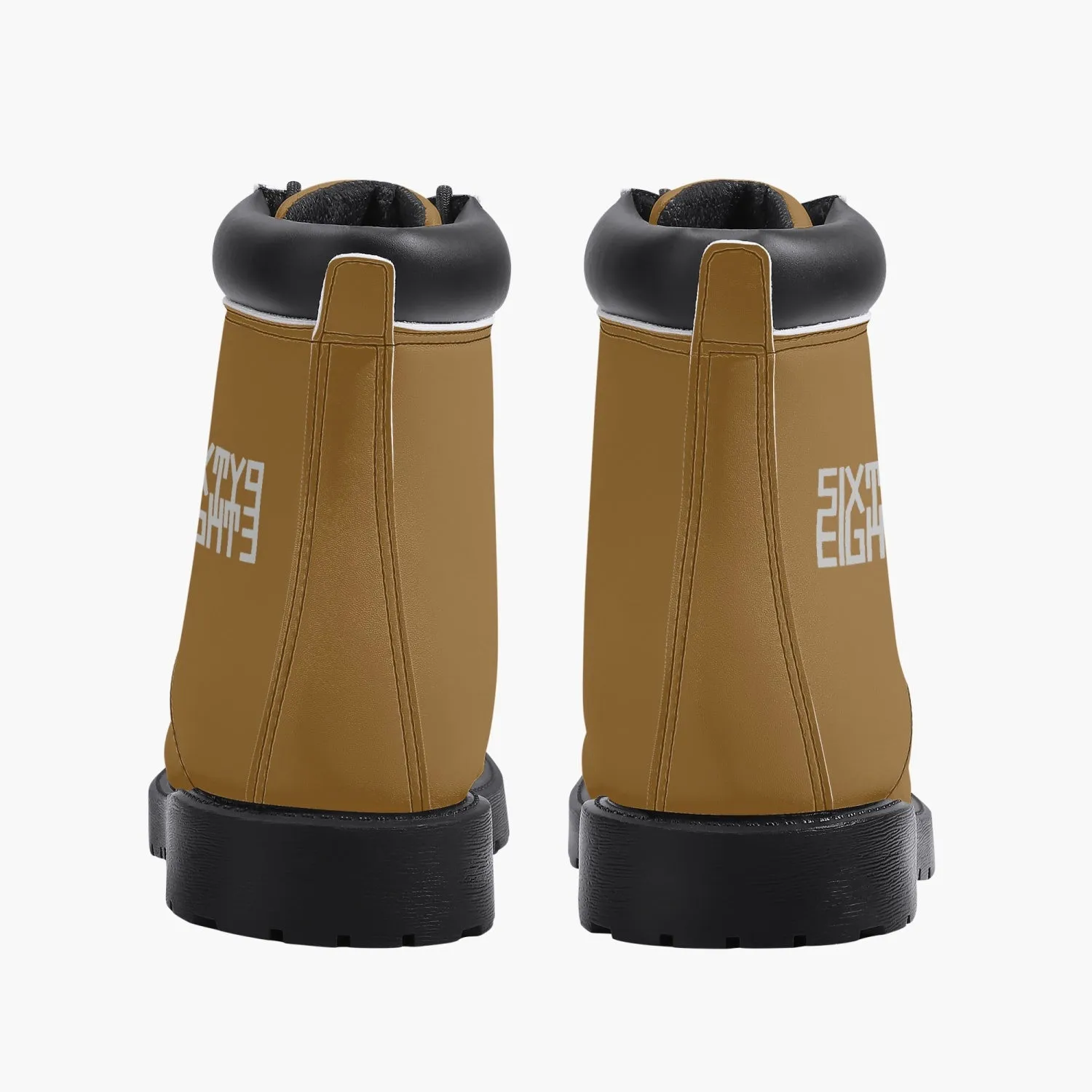 Sixty Eight 93 Logo White Brown Grain Leather Boots