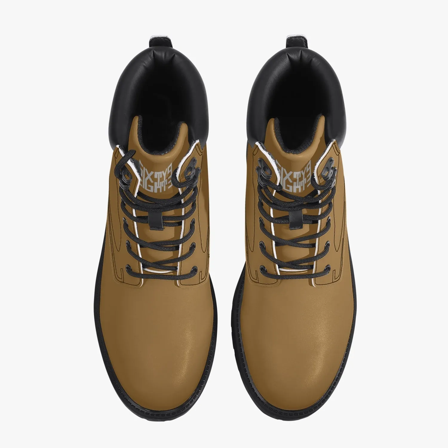 Sixty Eight 93 Logo White Brown Grain Leather Boots