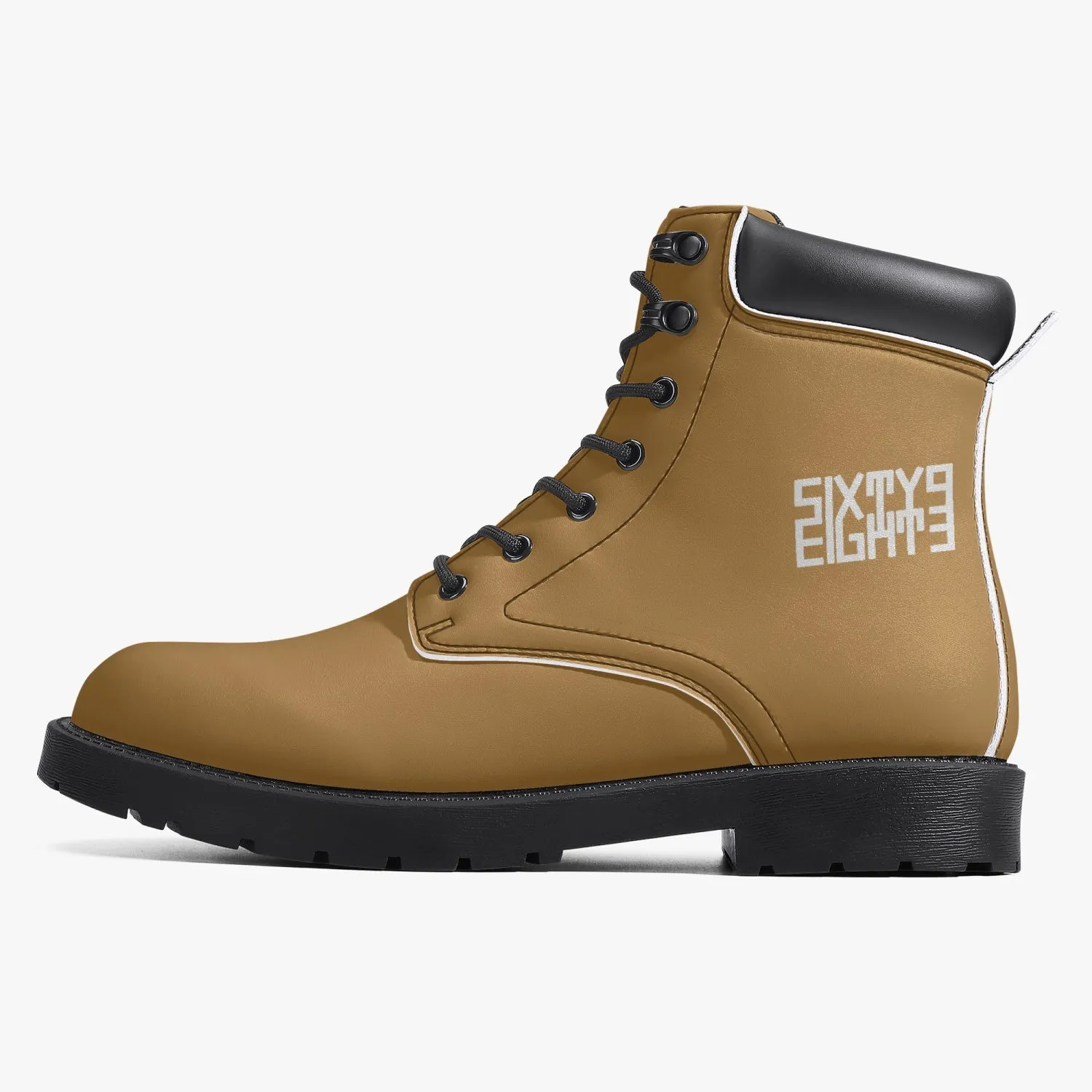 Sixty Eight 93 Logo White Brown Grain Leather Boots