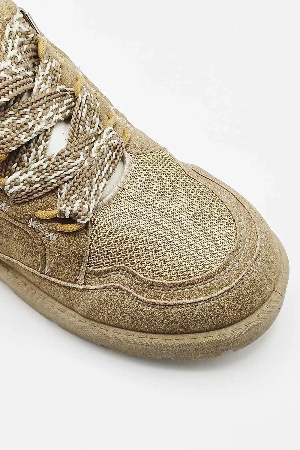 Thea Chunky Lace & Sole Trainers in Beige