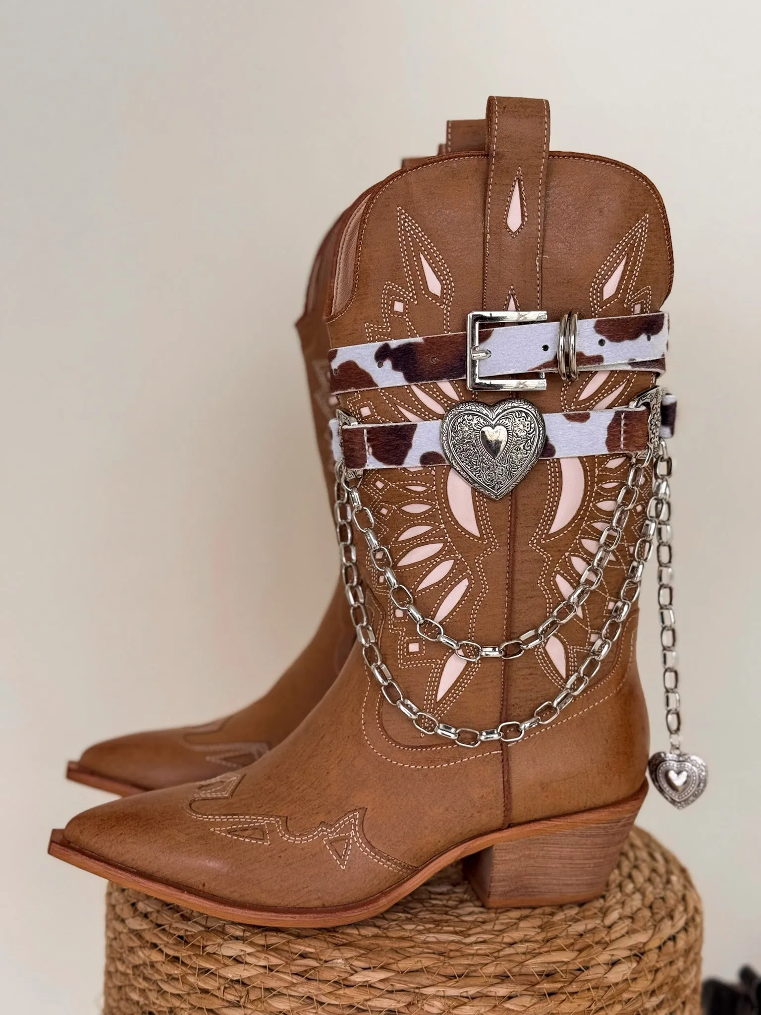 Western Sun Cutout Boots (Tan)