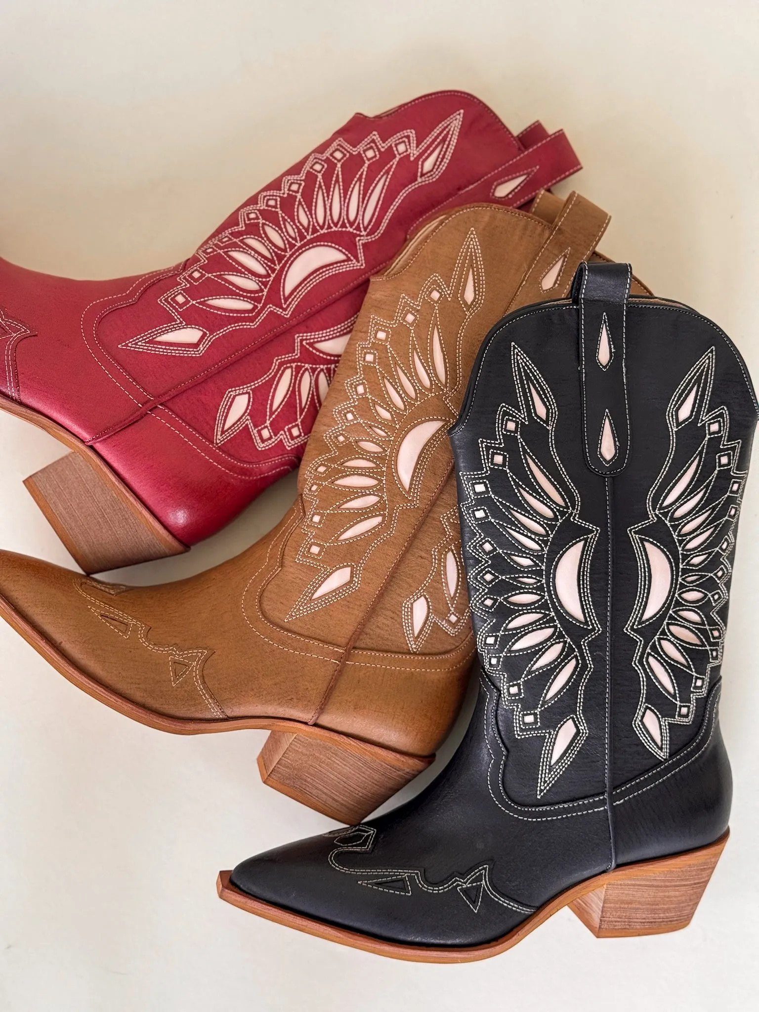 Western Sun Cutout Boots (Tan)